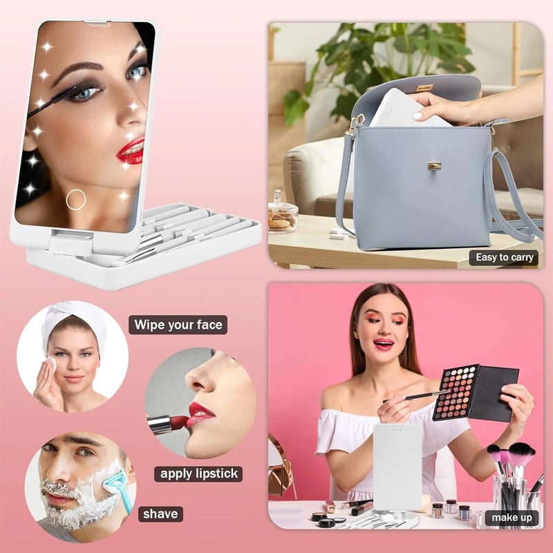 Drehbarer LED-Schminkbox-Klappspiegel
