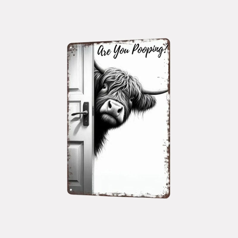 🐄 Der freche Besucher: Vintage-Schal aus Hochlandrindern