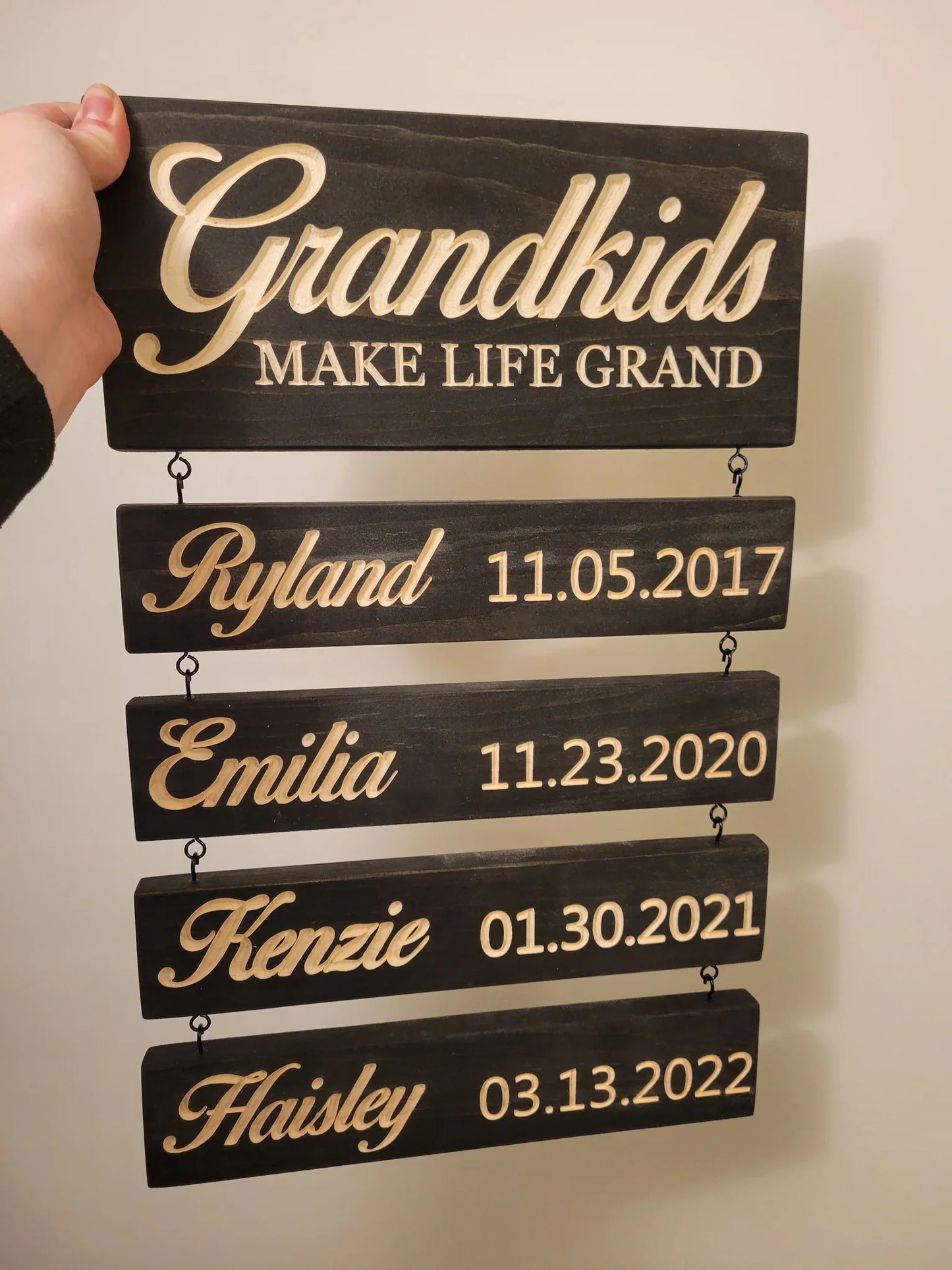 Personalisierte Grandkids Hanging Decor Zeichen