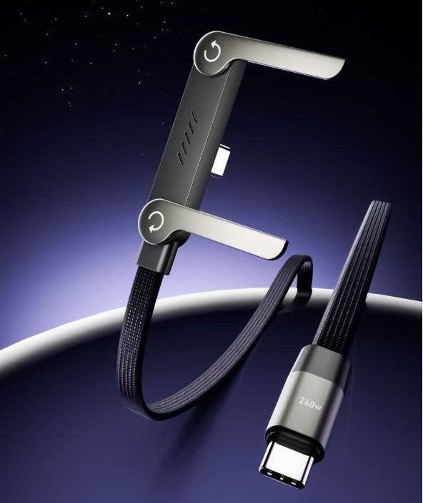 2-in-1 240-W-Schnellladegerät & faltbarer Handyständer: USB-C–USB-C – Videos ansehen und gleichzeitig laden – Kompatibel mit iPhone 15–17, Huawei, Xiaomi, Honor