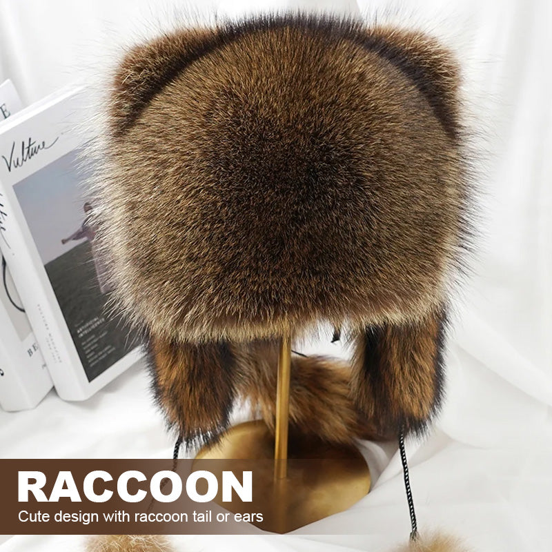 Luxurious faux fur hat (raccoon tail) 🦌 | Winter and outdoor life ❄️