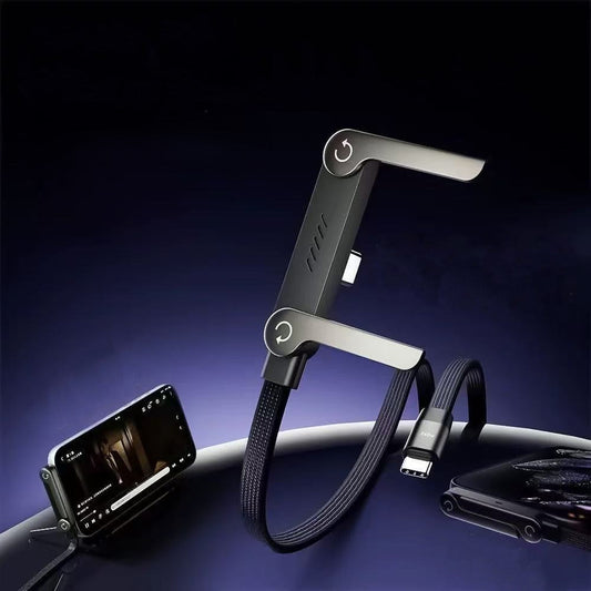 2-in-1 240-W-Schnellladegerät & faltbarer Handyständer: USB-C–USB-C – Videos ansehen und gleichzeitig laden – Kompatibel mit iPhone 15–17, Huawei, Xiaomi, Honor