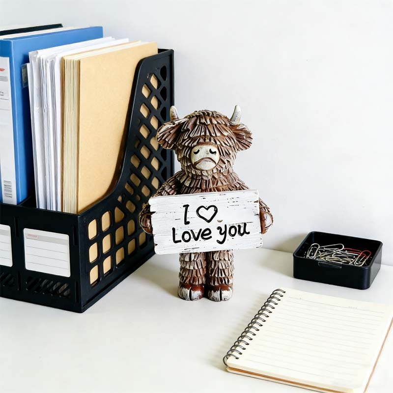 Hochlandrind „Ich ❤️ liebe dich“ Harzstatue