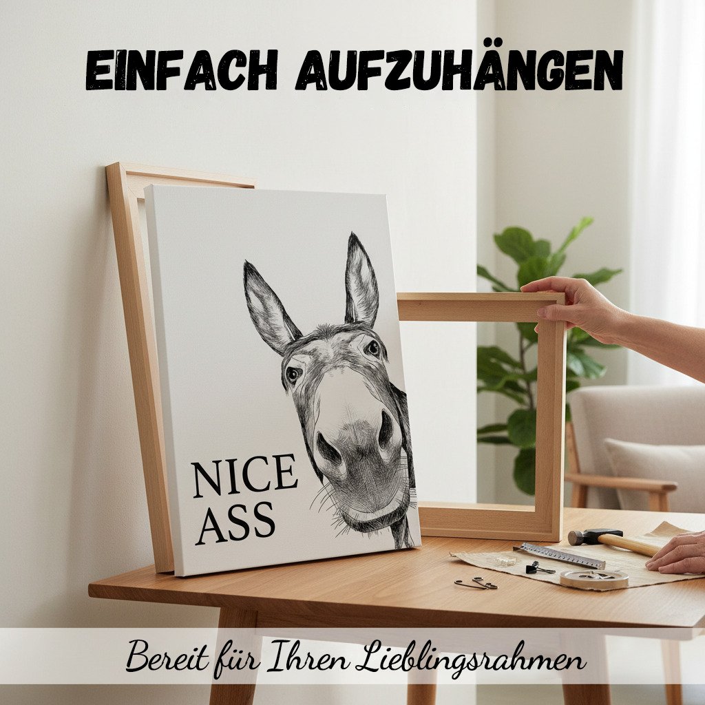 🧻Lustige Wanddekoration fürs Badezimmer - Esel-Bild mit der Aufschrift „Nice Ass" (Schöner Arsch)