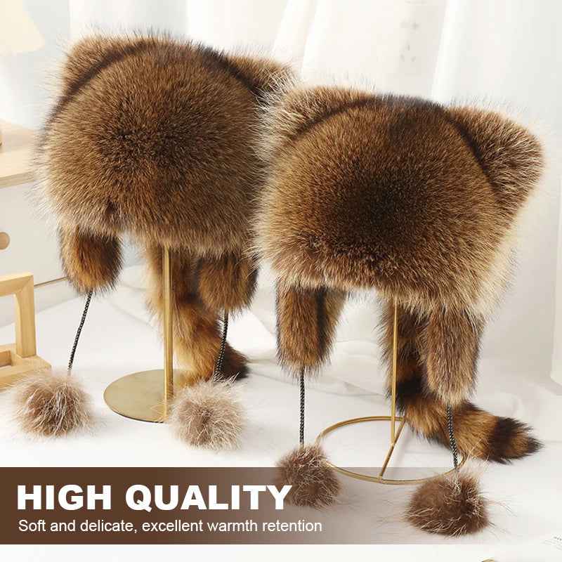 Luxurious faux fur hat (raccoon tail) 🦌 | Winter and outdoor life ❄️