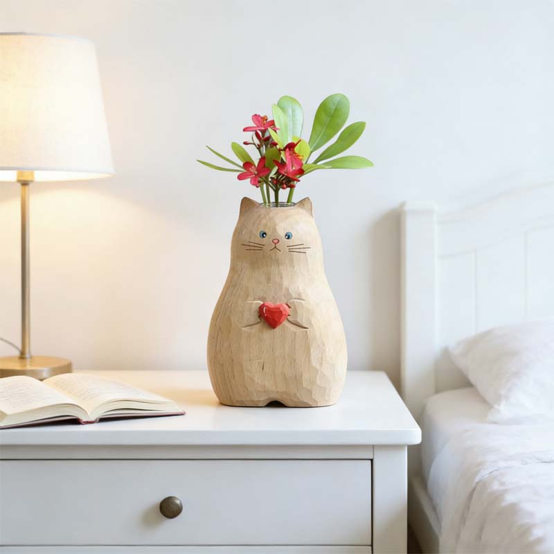 Dicke Katzenvase mit Herz