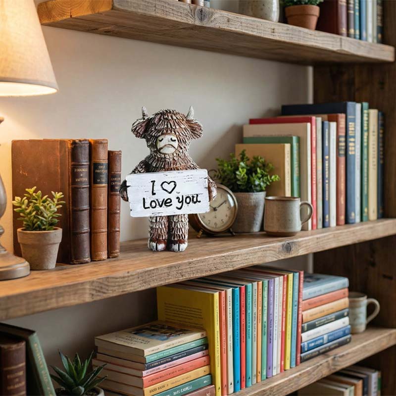 Hochlandrind „Ich ❤️ liebe dich“ Harzstatue