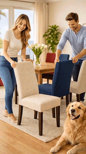 Stuhlhussen – verleihen Sie einem alten Stuhl im Handumdrehen einen neuen und frischen Look!