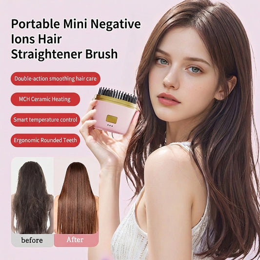 💇‍♀️ Tragbare Mini-Haarglättungsbürste mit negativen Ionen