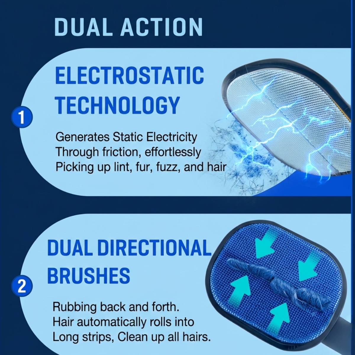 Elektrostatische Tierpflegehandschuhe zur einfachen Entfernung von Katzen- und Hundehaaren mit Bürstendesign in zwei Richtungen