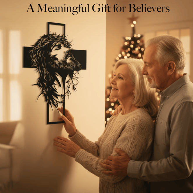 🔥🔥Jesus Kreuz Eisen Schild Christus Wandkunst Dekoration✝️🖼️ Veredeln Sie Ihren Raum mit spiritueller Eleganz 🙌✨