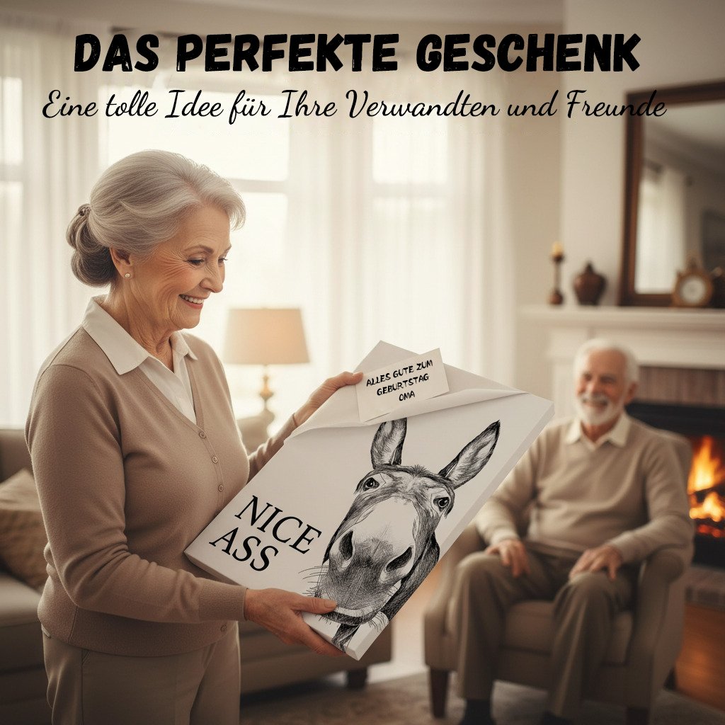 🧻Lustige Wanddekoration fürs Badezimmer - Esel-Bild mit der Aufschrift „Nice Ass" (Schöner Arsch)