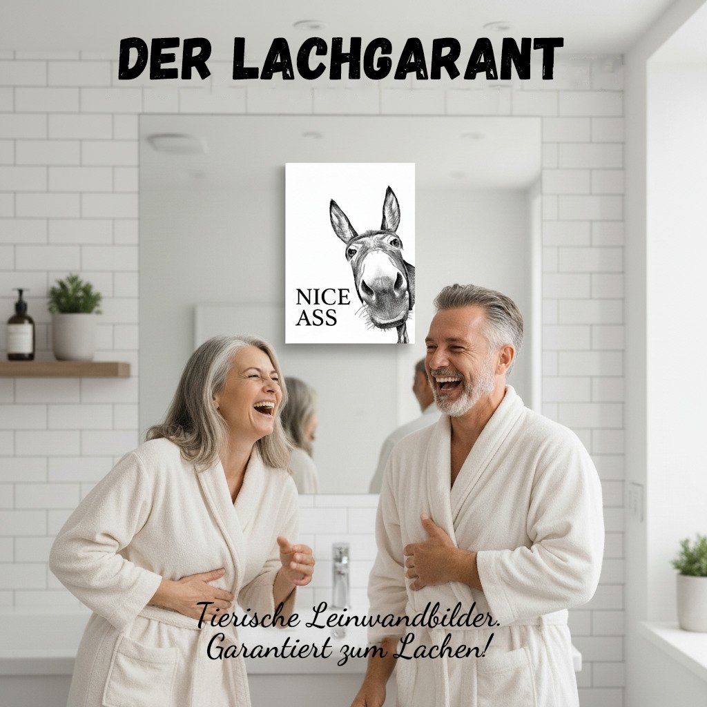 🧻Lustige Wanddekoration fürs Badezimmer - Esel-Bild mit der Aufschrift „Nice Ass" (Schöner Arsch)
