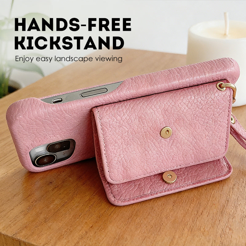 🔥Schützende pinkfarbene Handyhülle mit Spiegel und Handgelenkschlaufe