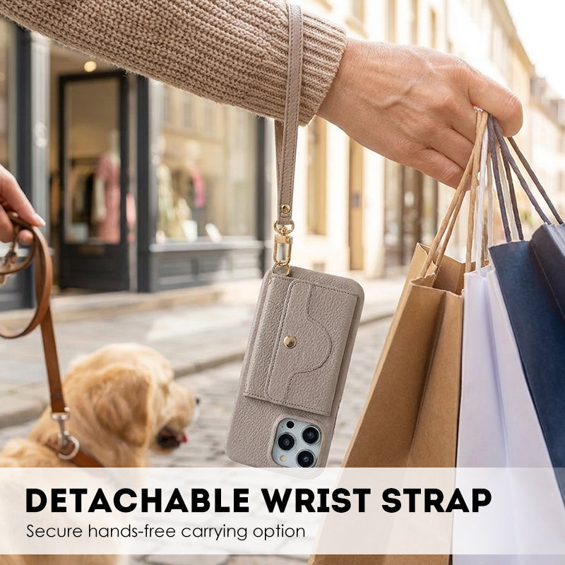 🔥Schützende pinkfarbene Handyhülle mit Spiegel und Handgelenkschlaufe