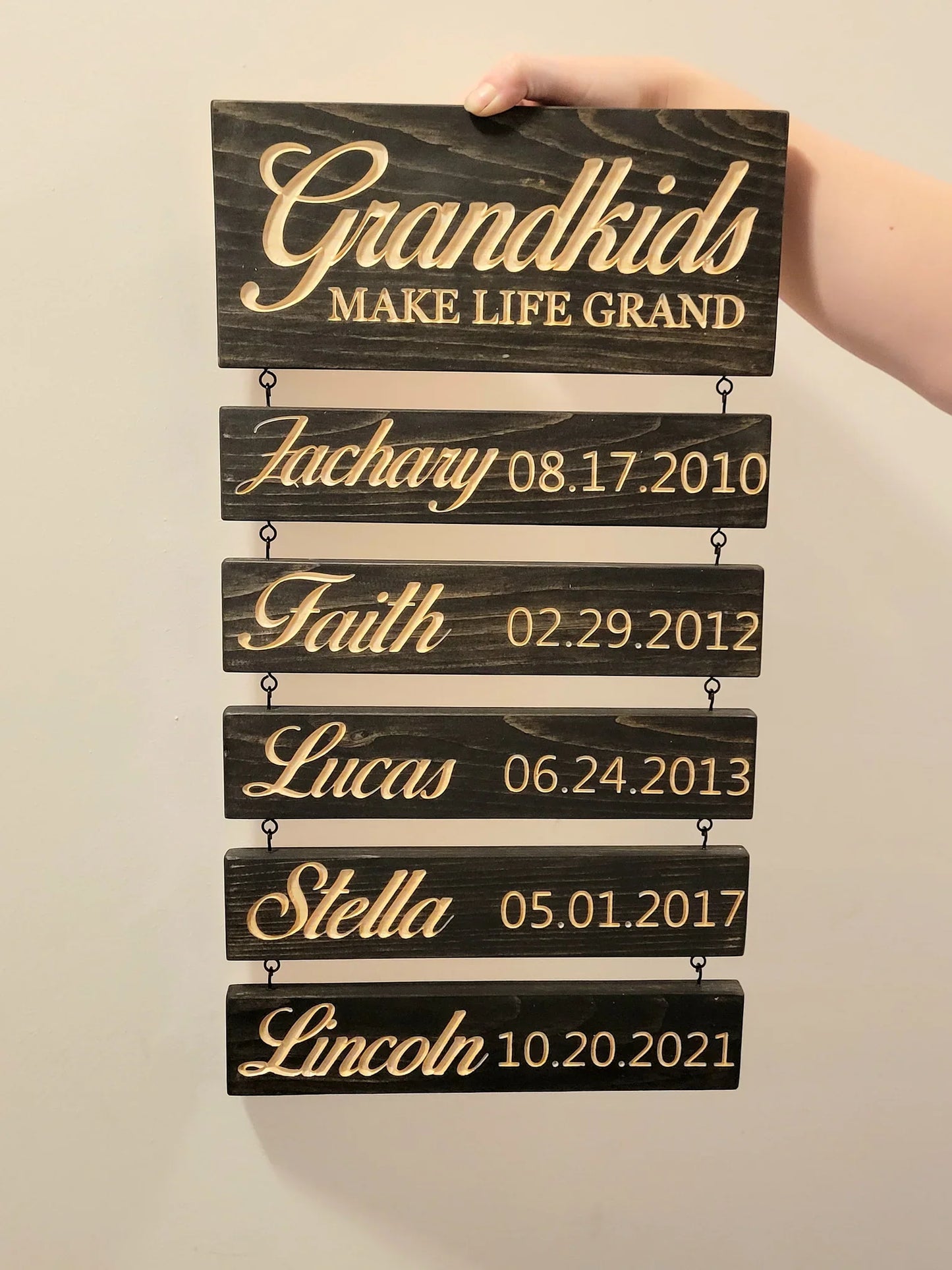 Personalisierte Grandkids Hanging Decor Zeichen
