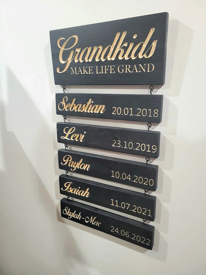 Personalisierte Grandkids Hanging Decor Zeichen